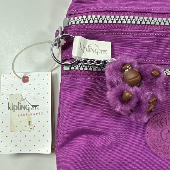 Kipling Purse Purple Garden Alvar XS Monkey Included Crossbody Adjust Strap NWT! - Picture 3 of 7